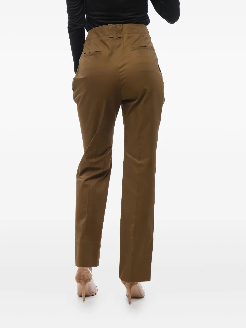 Saint Laurent Straight broek met geplooid detail Bruin