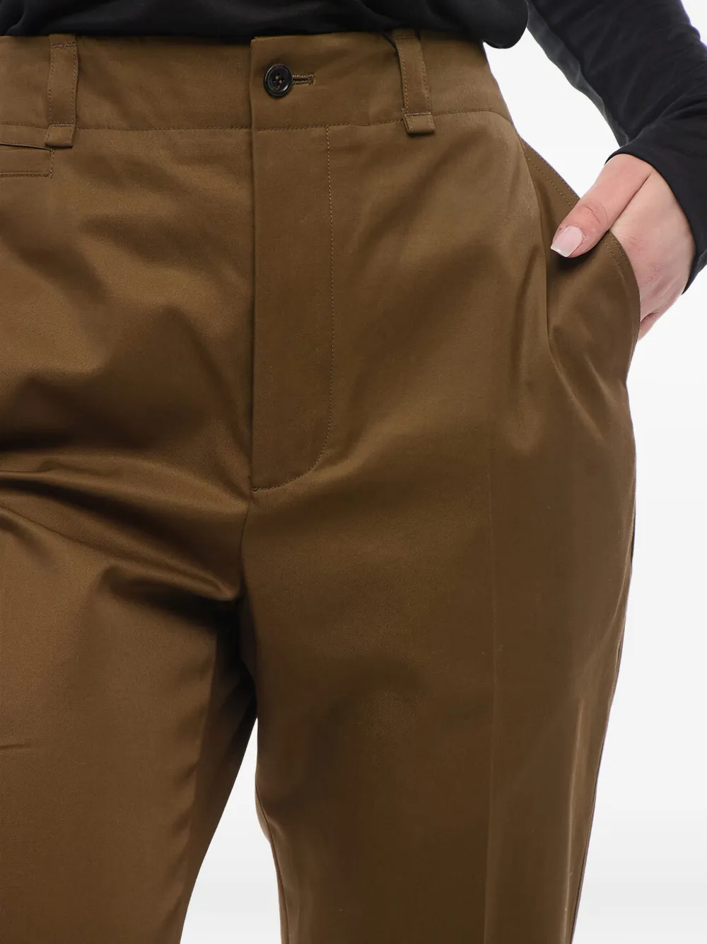 Saint Laurent Straight broek met geplooid detail Bruin