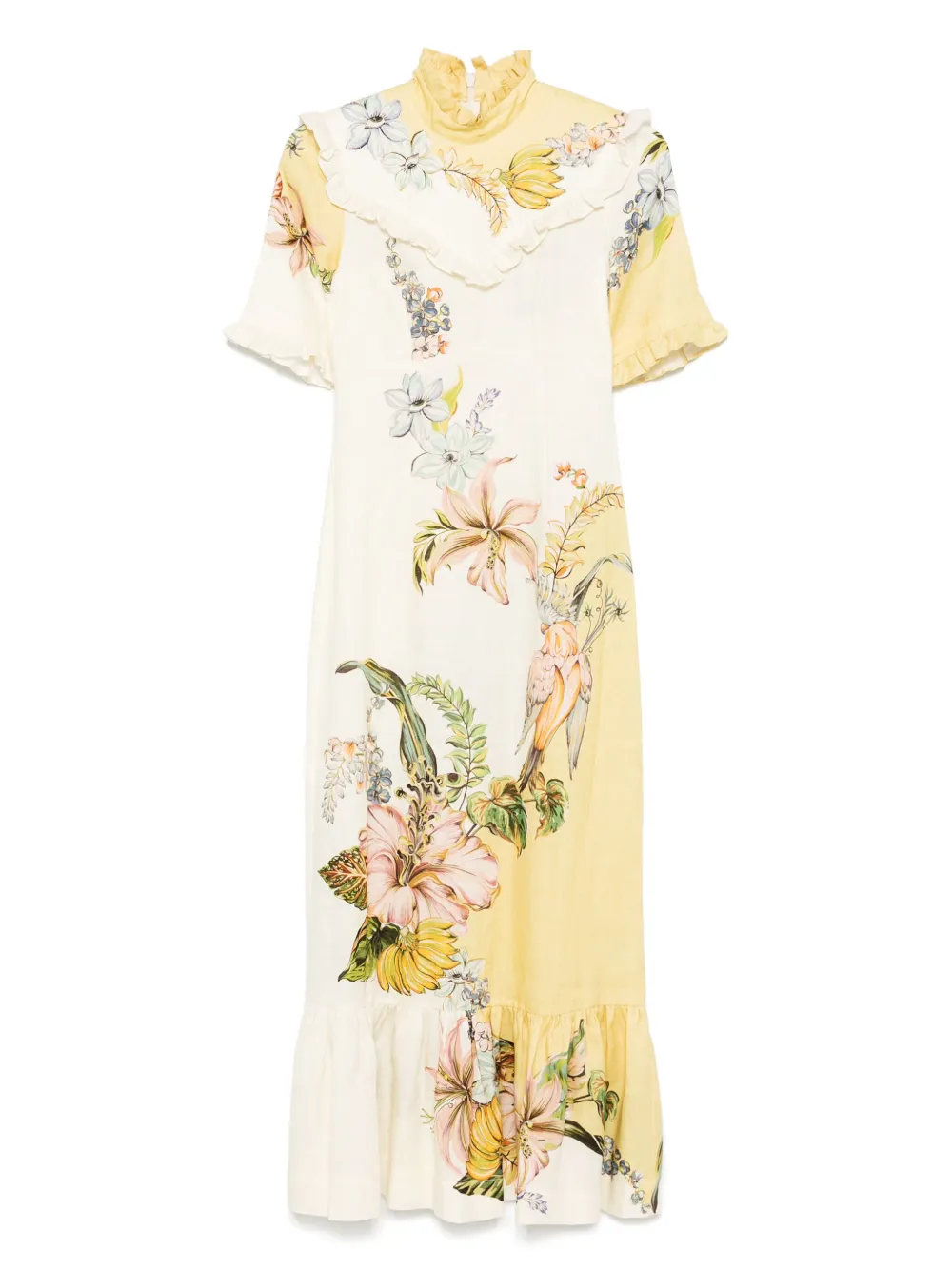 ALEMAIS Oleander midi-jurk Geel
