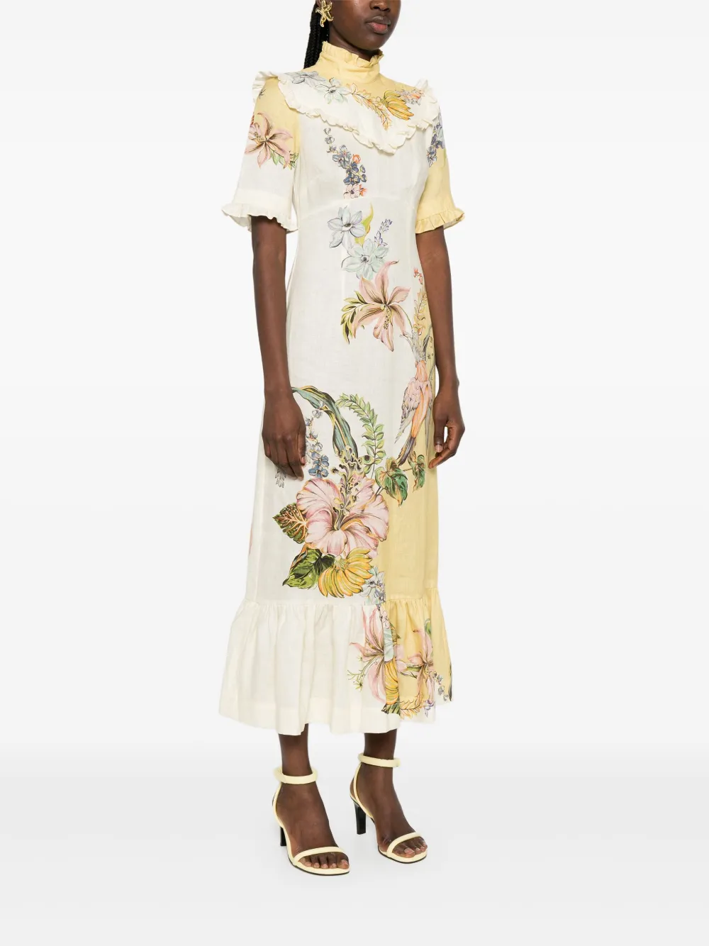 ALEMAIS Oleander midi-jurk Geel