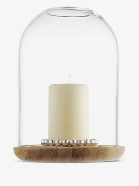 Christofle glass-dome oak candleholder