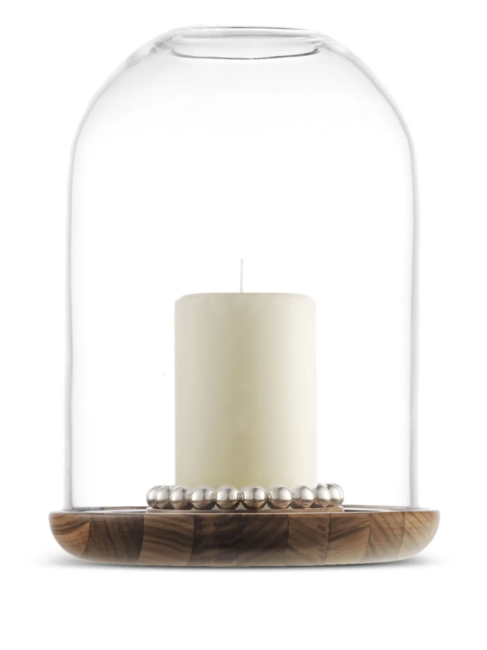 Christofle glass-dome walnut-base hurricane | Brown | Image 1