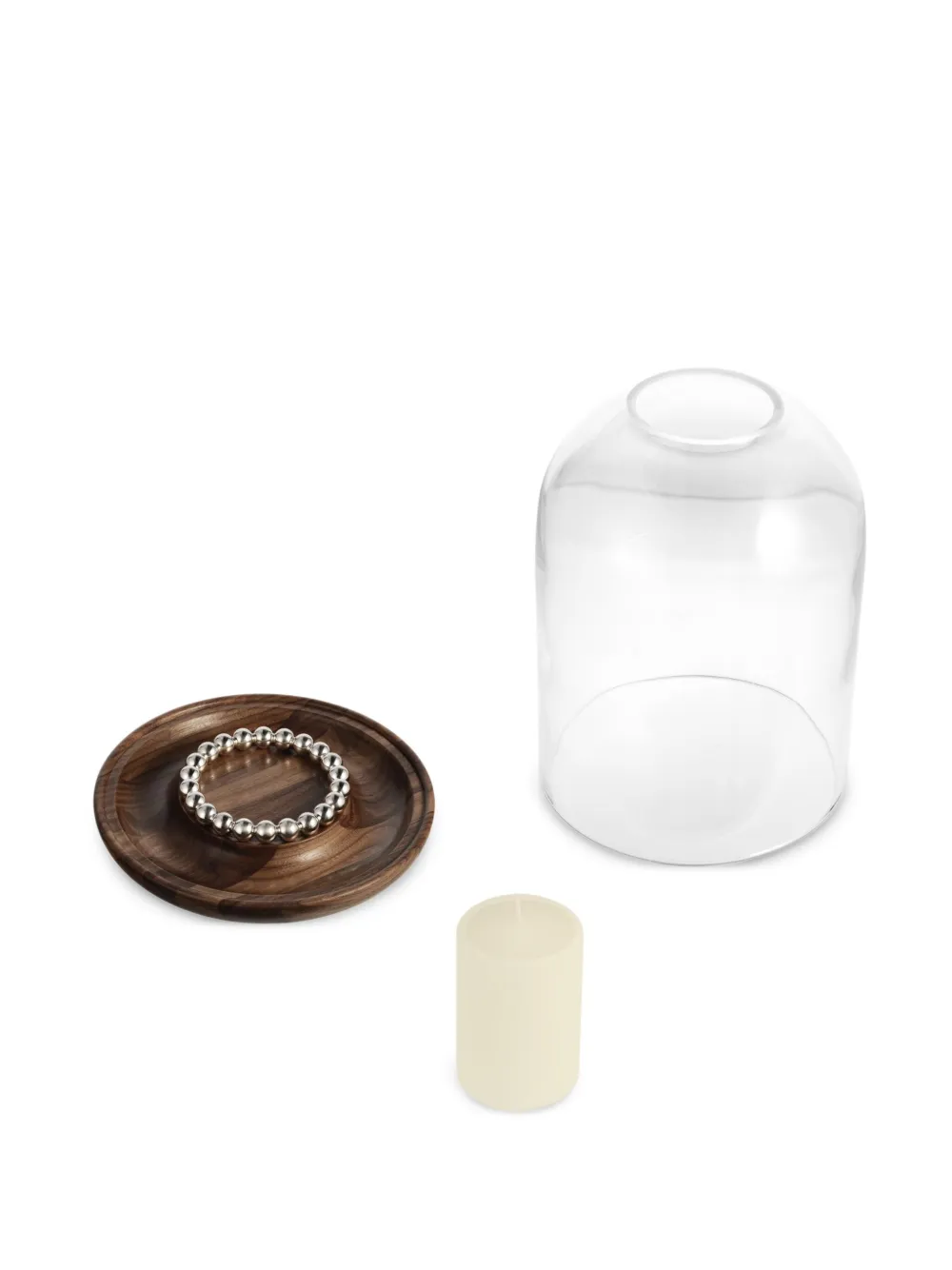  Christofle Glass-dome Walnut-base Hurricane - Brown 