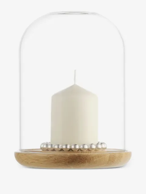 Christofle glass-dome pearl candle holder