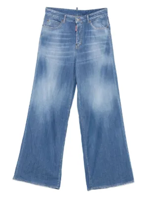 【送料&関税込】Dsquared2 Logo-patch Wide-leg Traveller Jean Women's Dsquared2 Wide Leg Jeans Online – Farfetch
