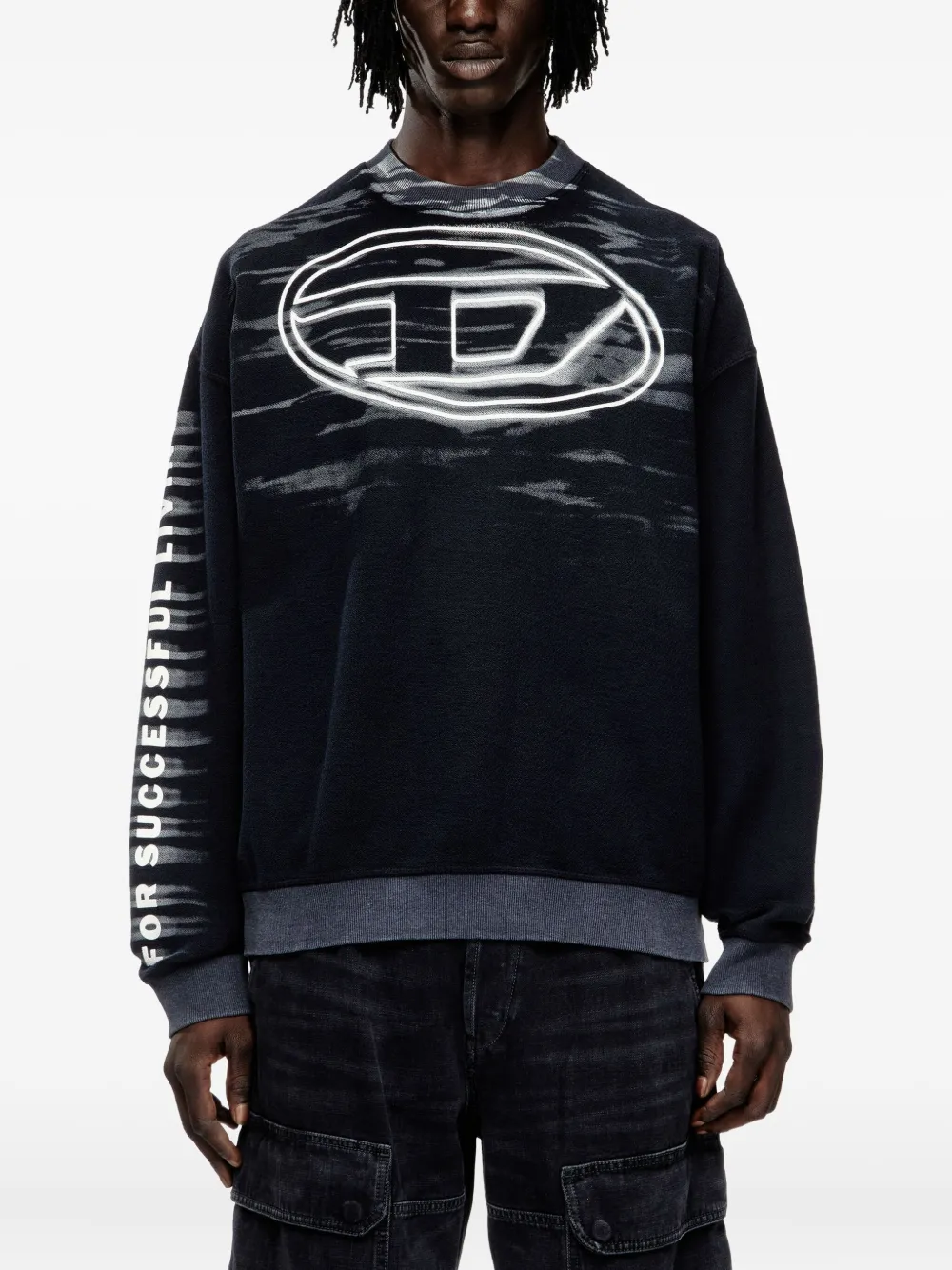 Diesel logo-print cotton sweatshirt Zwart