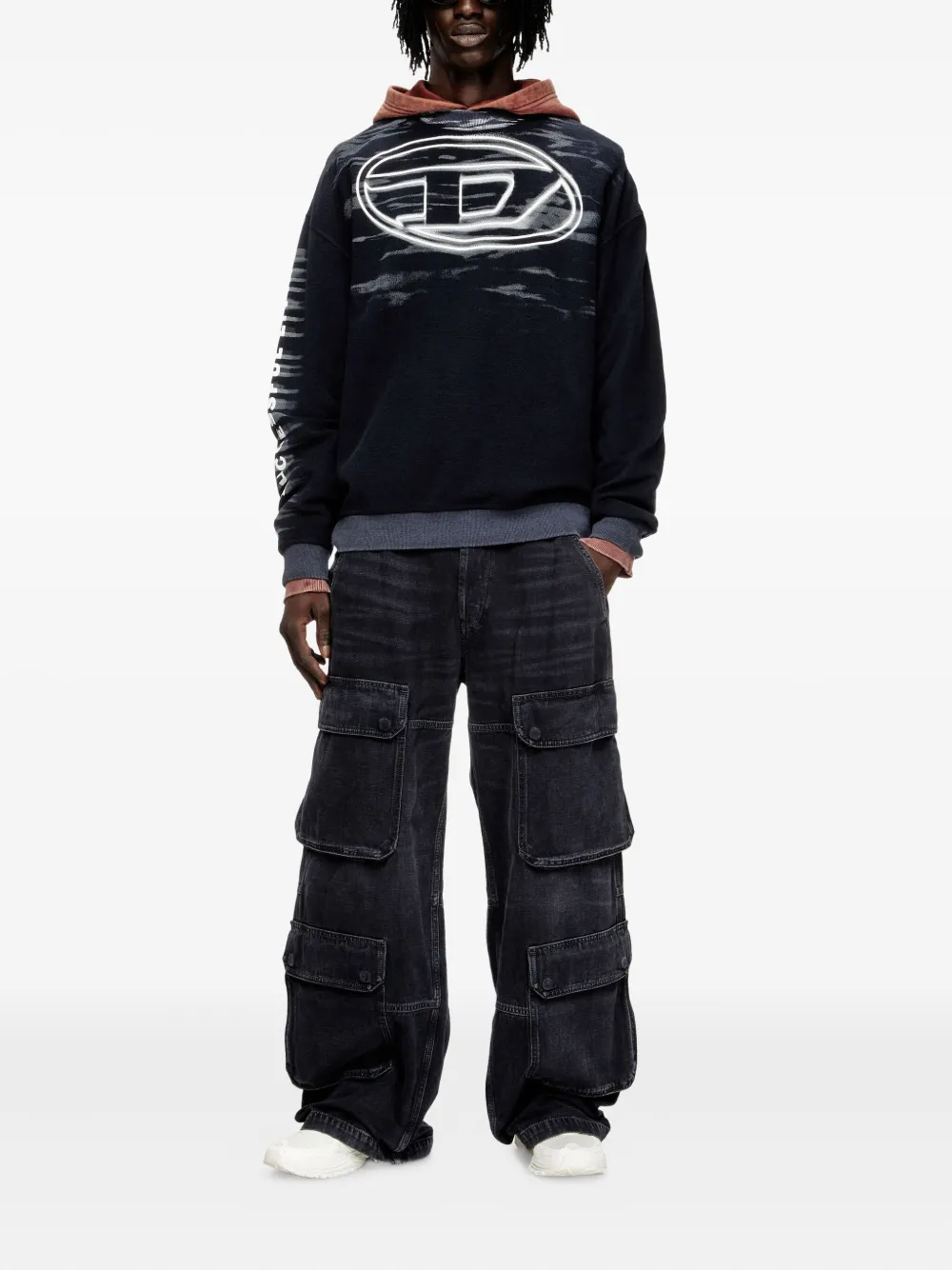 Diesel logo-print cotton sweatshirt - Zwart