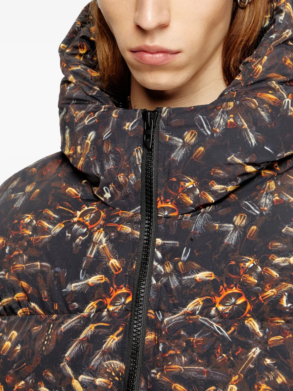 Diesel tarantulas-print hooded padded jacket 900A