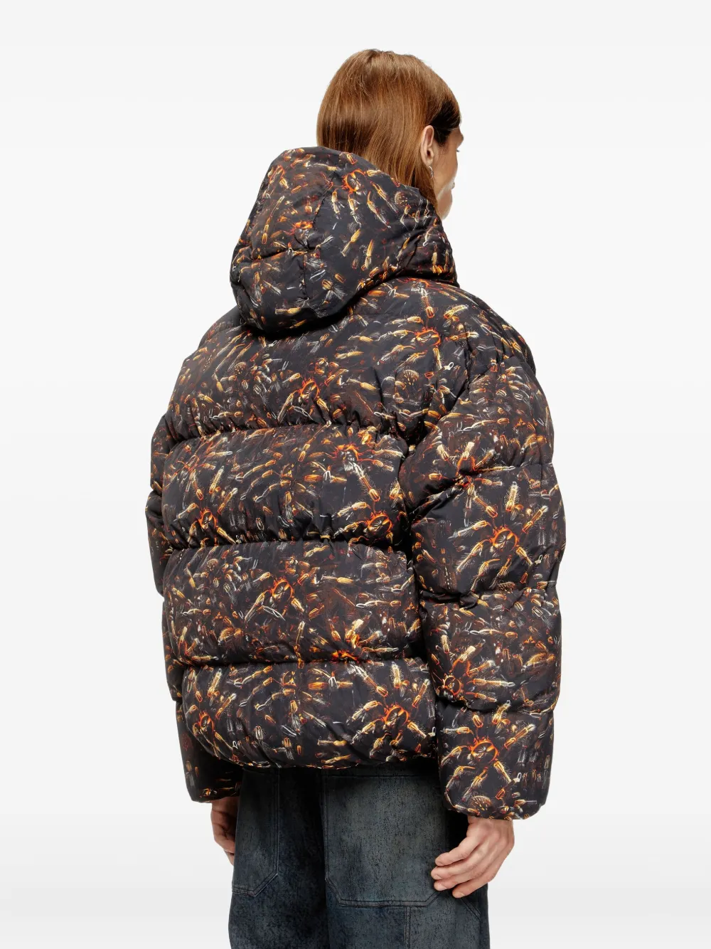 Diesel tarantulas-print hooded padded jacket 900A