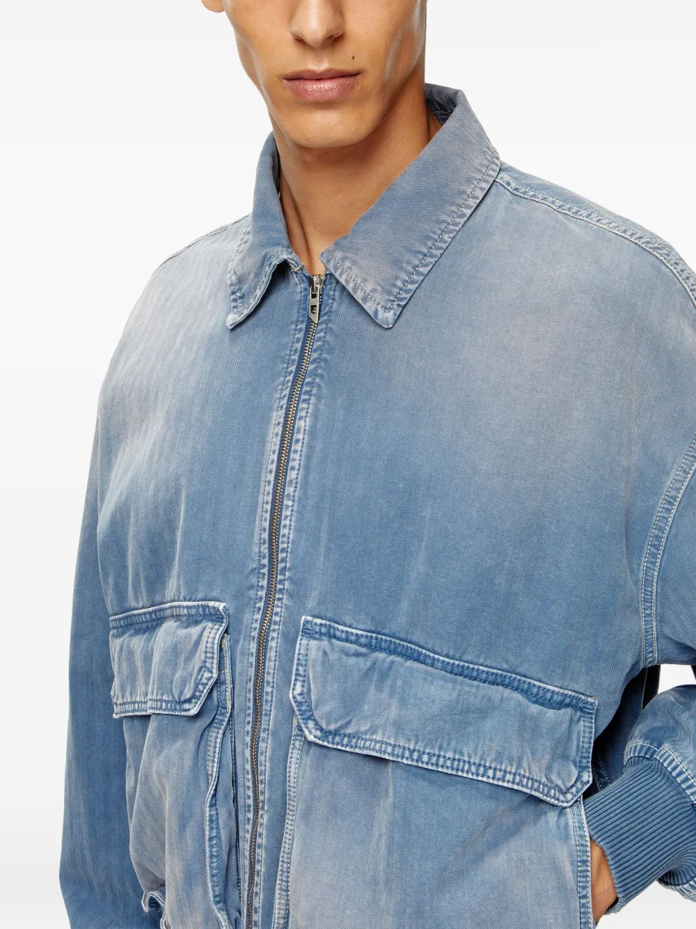 Diesel D-Kurz denim jack met rits Blauw