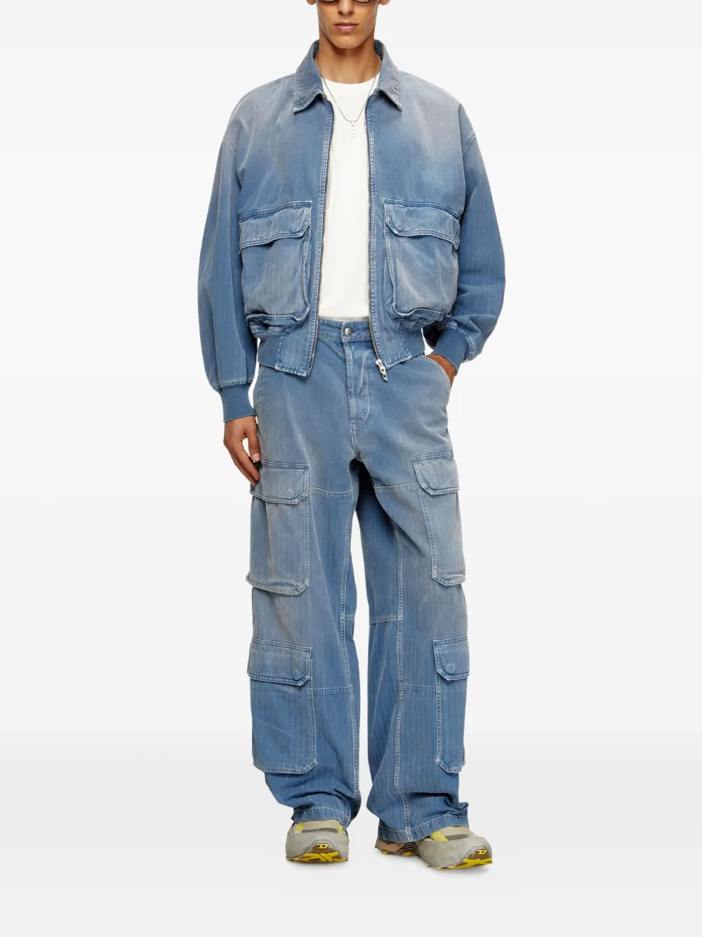 Diesel D-Kurz denim jack met rits Blauw