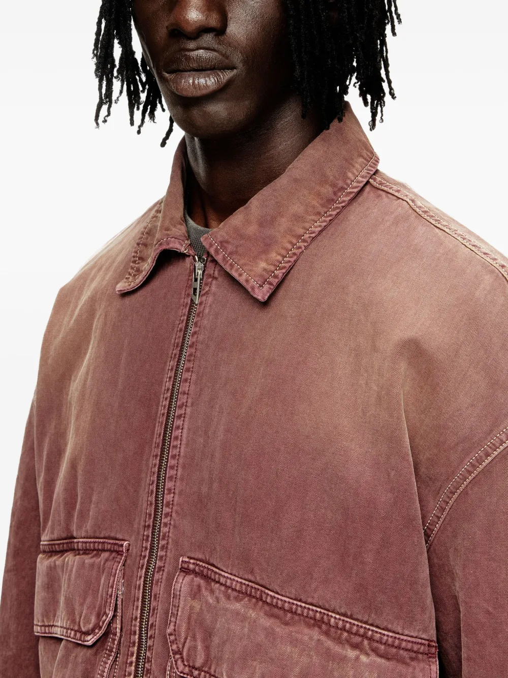 Diesel Katoenen denim jack met klepzakken Rood