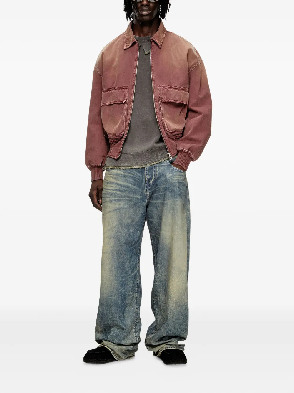 Diesel Katoenen denim jack met klepzakken Rood