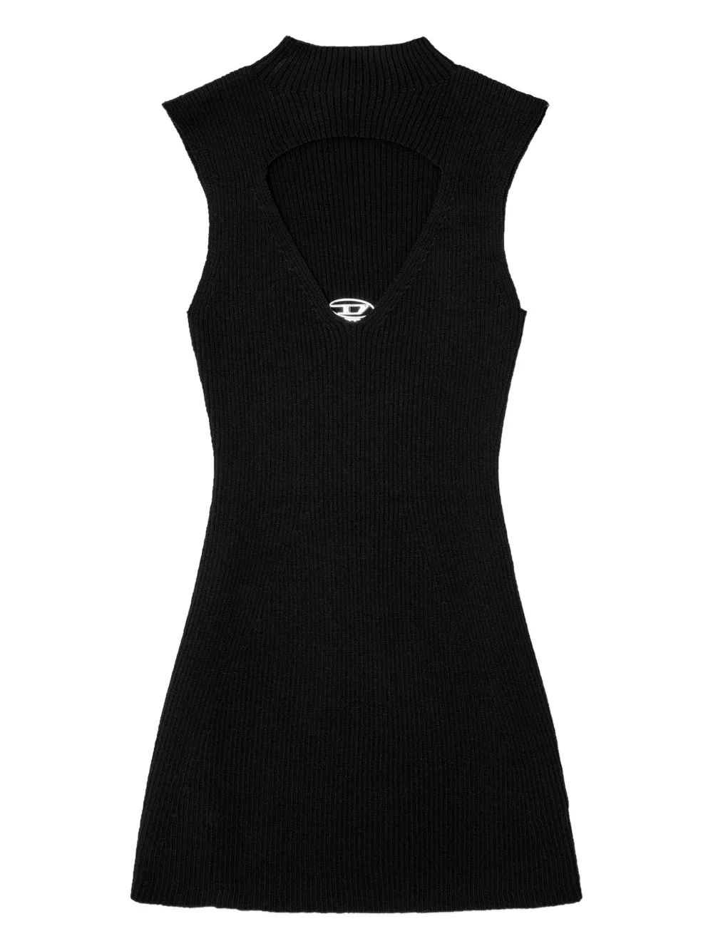 Diesel M-Oloni-Short keyhole-neck ribbed mini dress Zwart