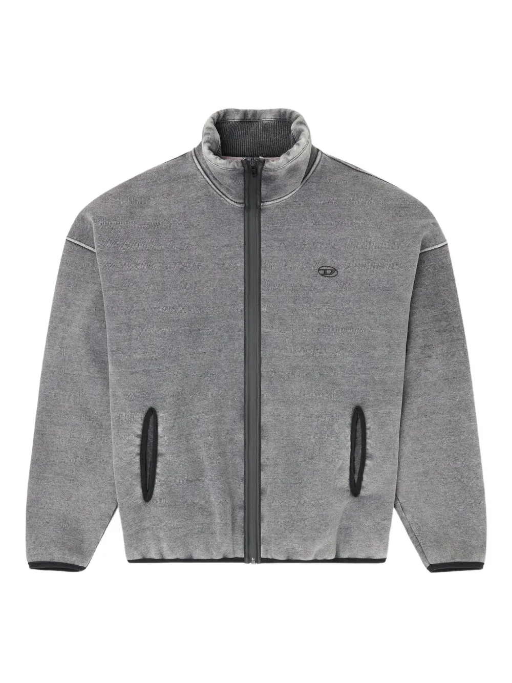 Diesel logo-detail fleece zip-up sweater | Grey | Image 1