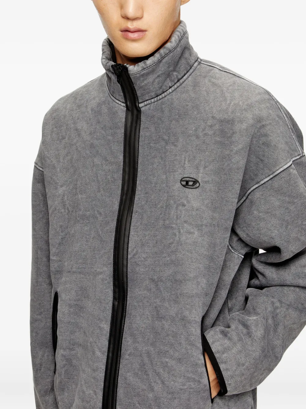 Diesel Zip-up Sweatshirt With Inner Lining In Gray