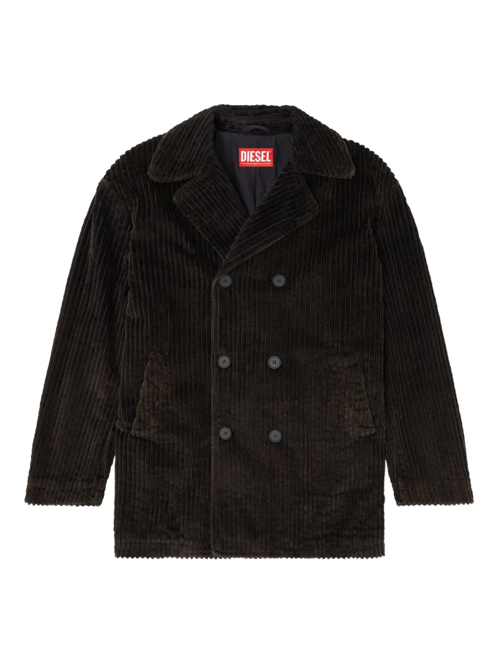 Diesel Otis Corduroy Double-breasted Coat In Brown