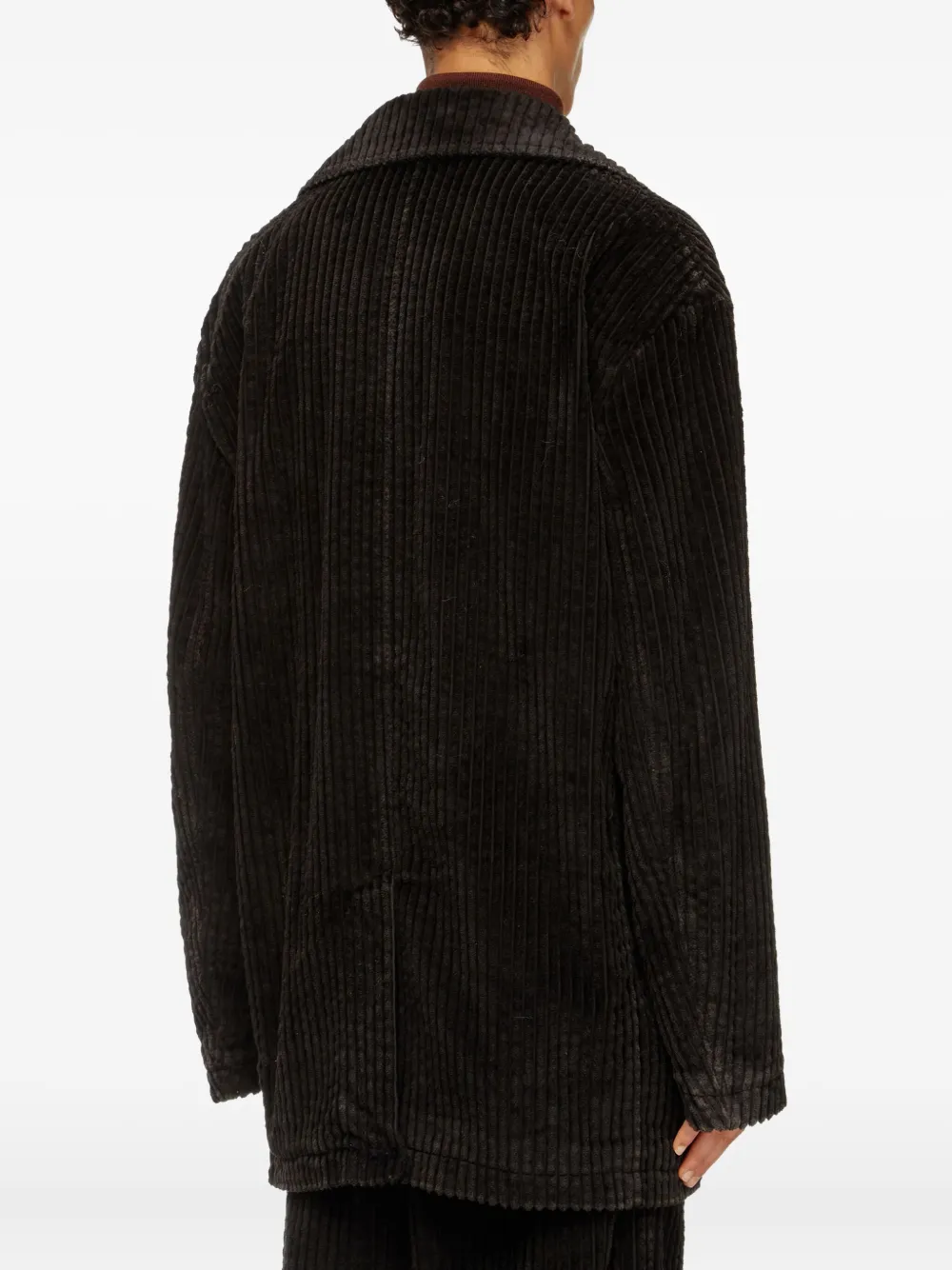 Diesel Otis Corduroy Double-breasted Coat In Brown