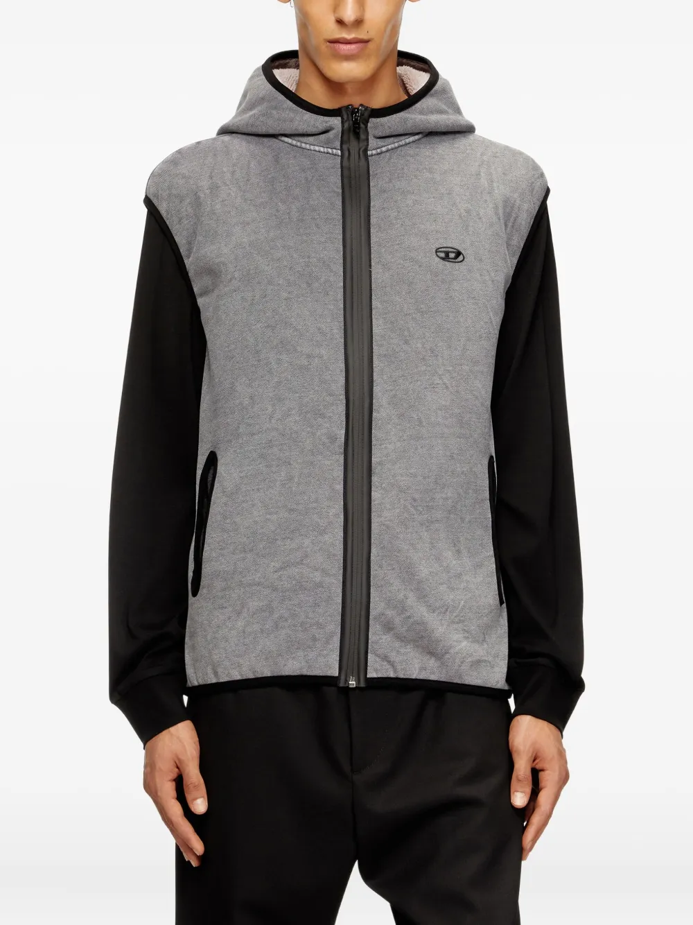 Diesel Hooded Sleeveless Sweater In Gray