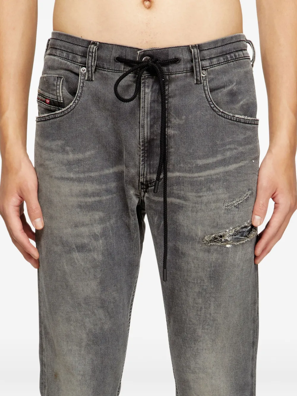 Diesel D-Krooley gerafelde jeans met trekkoord Grijs