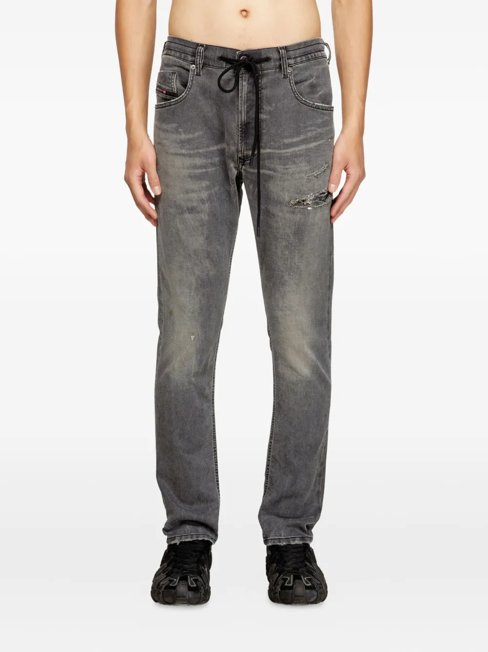 Diesel D-Krooley gerafelde jeans met trekkoord Grijs