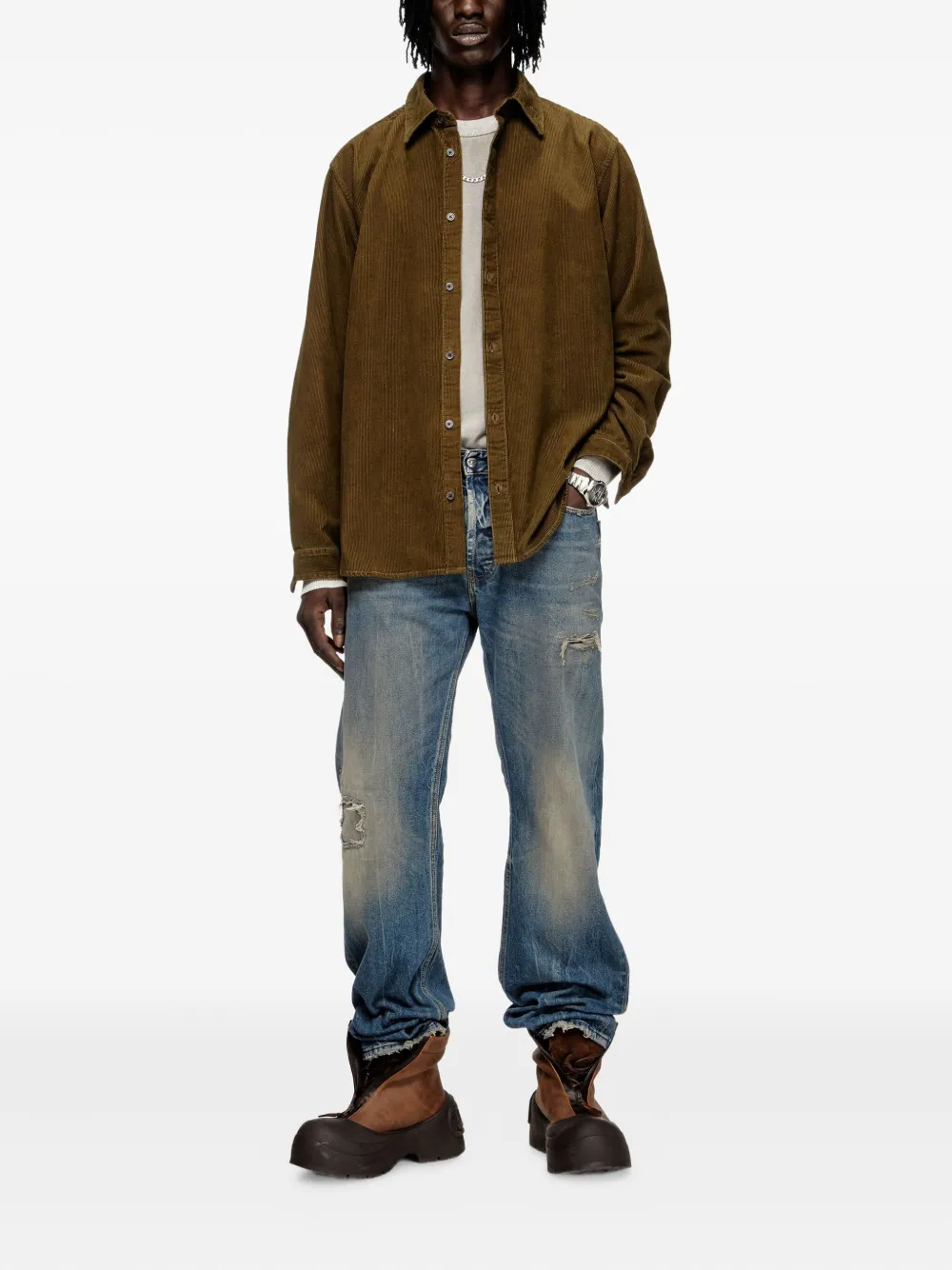 Diesel corduroy long-sleeve shirt - Bruin