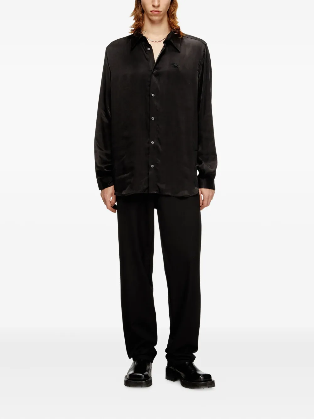 Diesel logo-detail shirt - Zwart