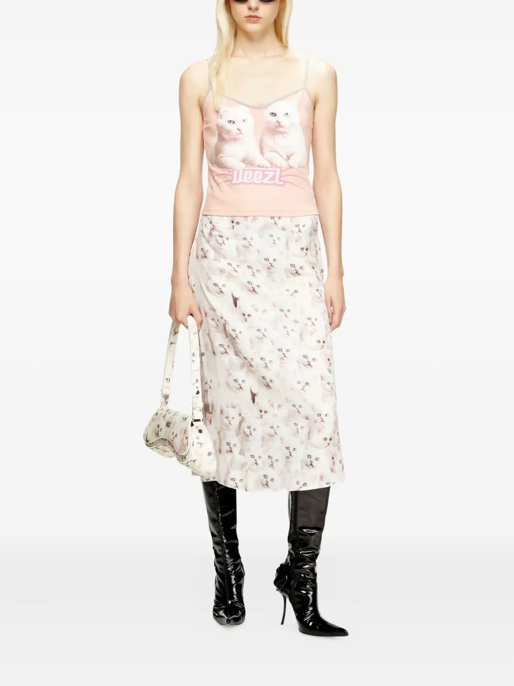 Diesel Tanktop met kattenprint Roze
