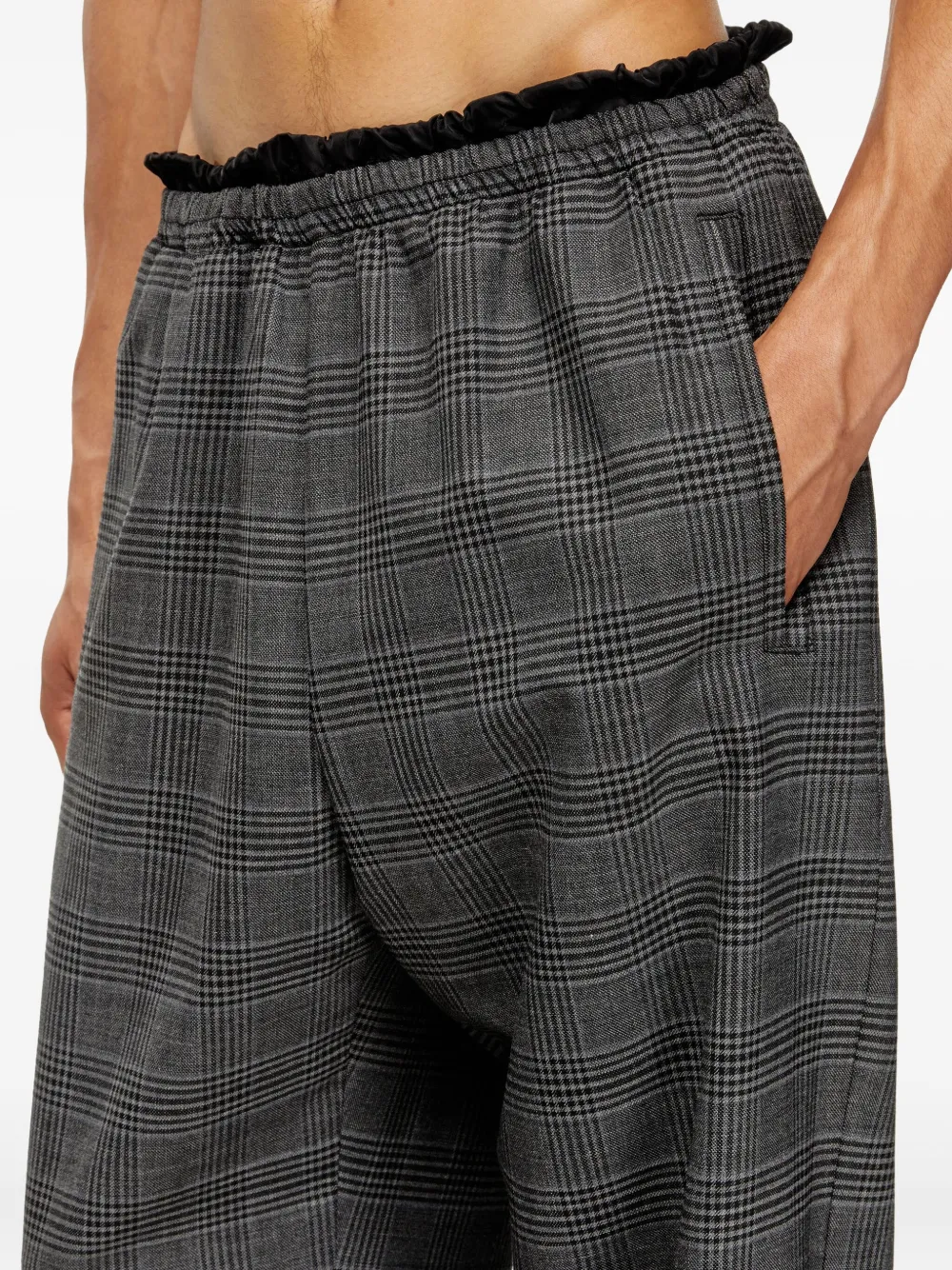Diesel elasticated-waist checked trousers Grijs