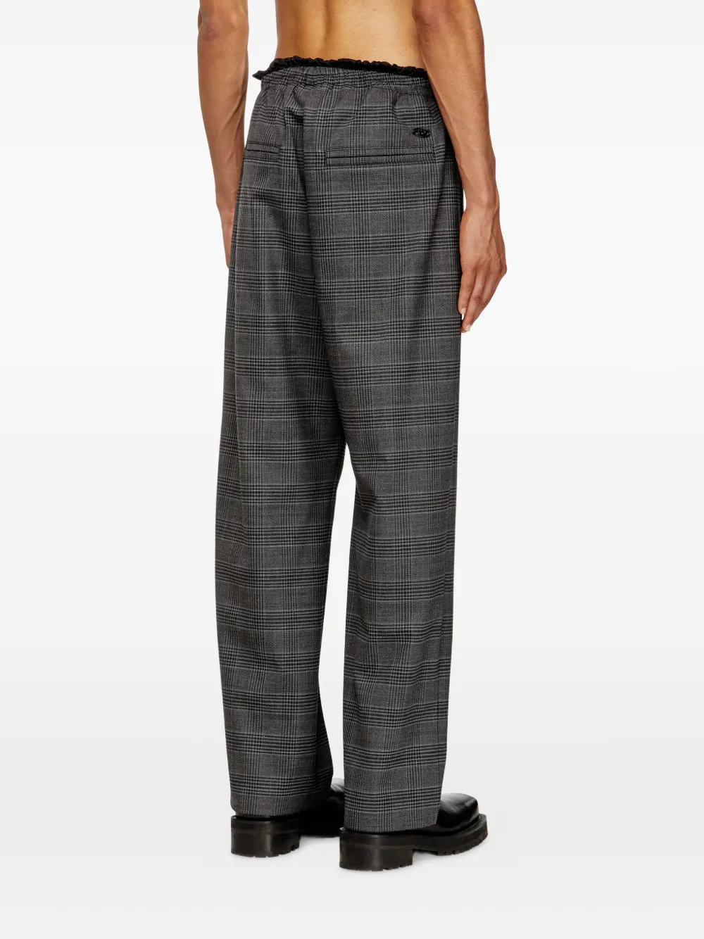 Diesel elasticated-waist checked trousers Grijs
