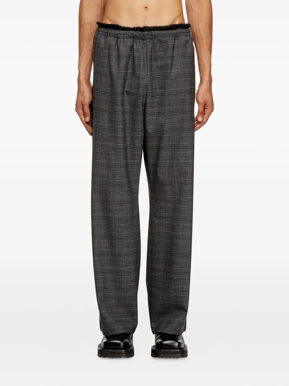 Diesel elasticated-waist checked trousers Grijs