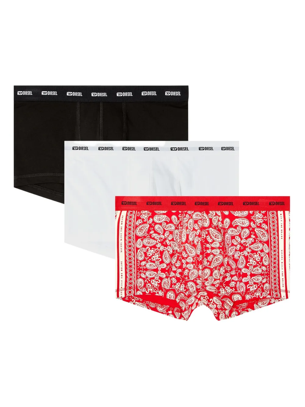 Diesel Damien logo-waistband boxers (pack of three) Rood