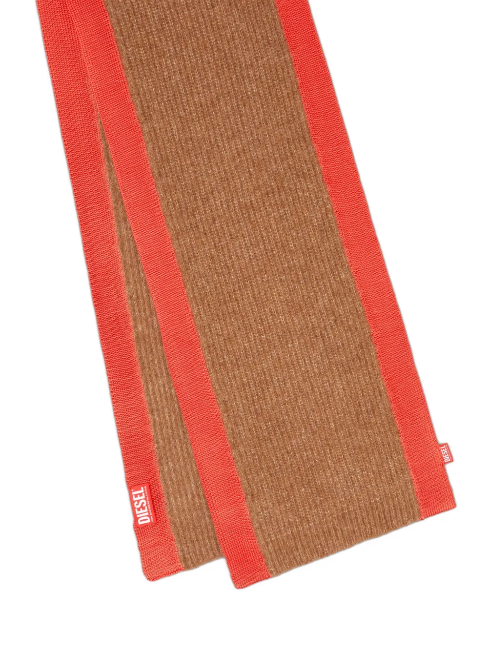 Diesel K-lollo Ribbed Side-stripe Scarf In Brown