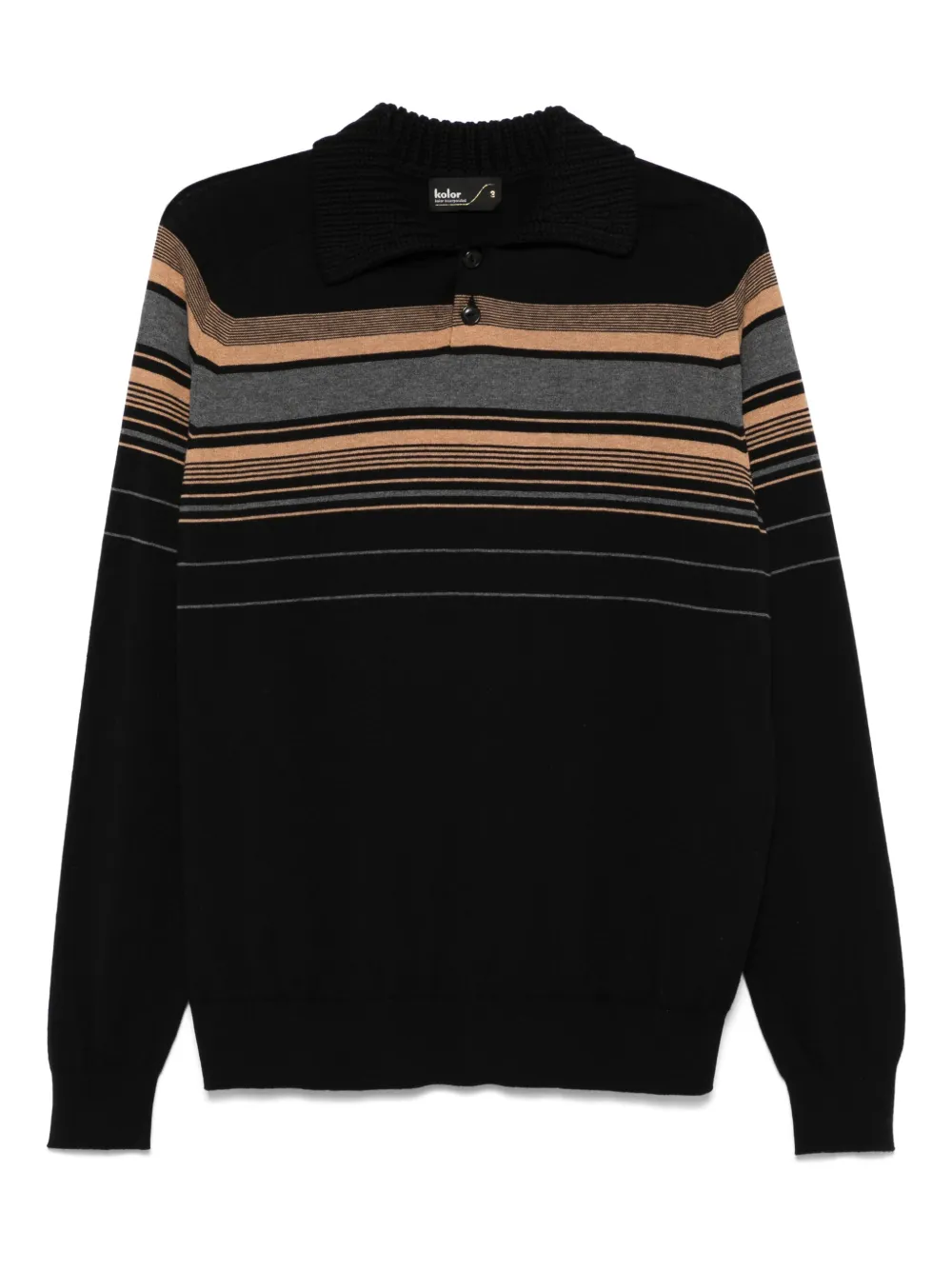 Kolor playera tipo polo con rayas estampadas | negro | Image 1