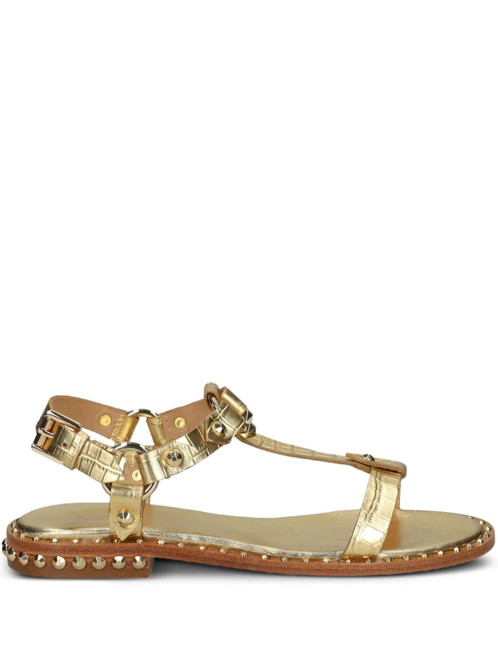 Ash Golden Leather Patsy Bis Sandals In Gold