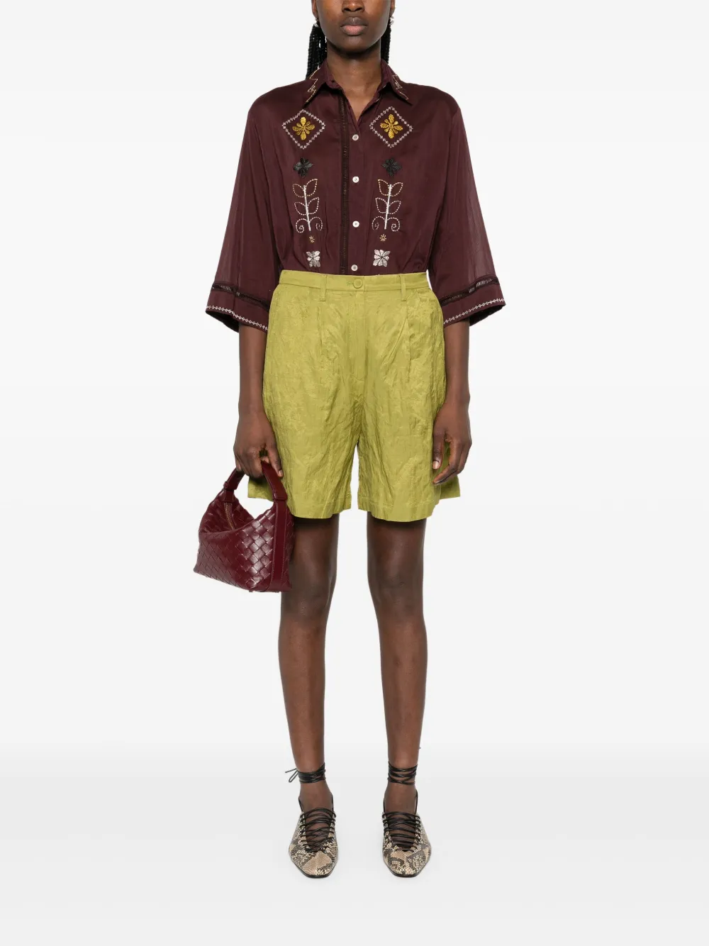 Forte Shorts met gekreukte afwerking Groen