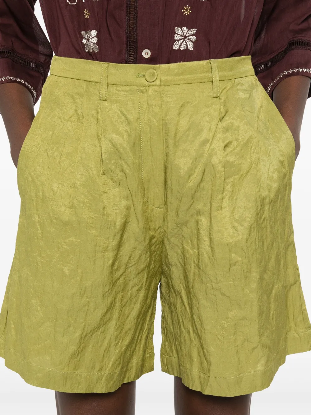 Forte Shorts met gekreukte afwerking Groen