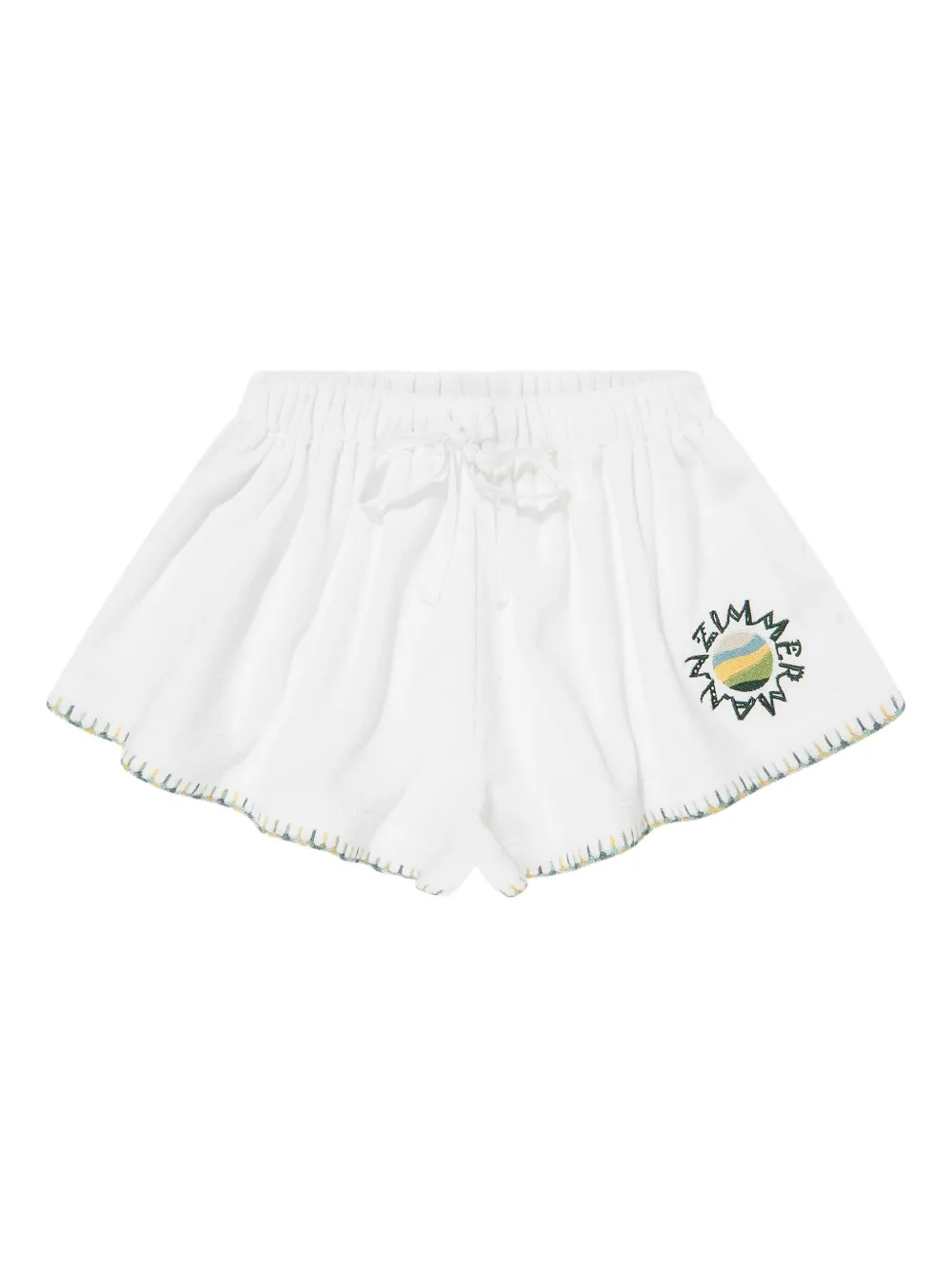 ZIMMER N Kids Tallow badstof shorts met borduurwerk Wit