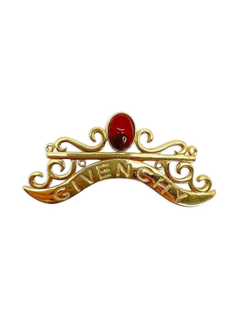 Jennifer Gibson Jewellery 1980s Givenchy cabochon embellished logo brooch