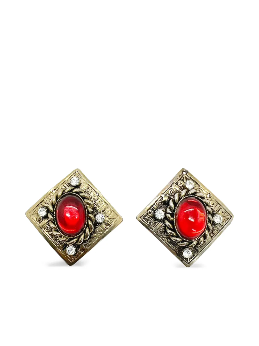 Jennifer Gibson Jewellery 1980s シルバー ルビー プレート ピアス - SILVER Jennifer Gibson Jewellery 1980s シルバー ルビー プレート ピアス - SILVER