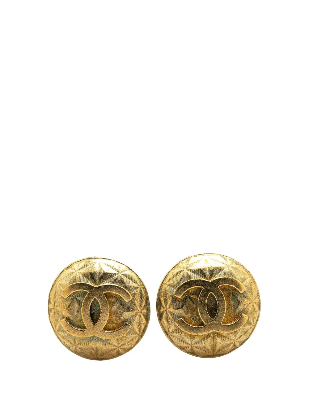 CHANEL Pre-Owned 1995 Gold Plated CC Round Clip on Earrings costume earrings | Gold | Image 1