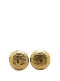 CHANEL Pre-Owned 1995 Gold Plated CC Round Clip on Earrings costume earrings