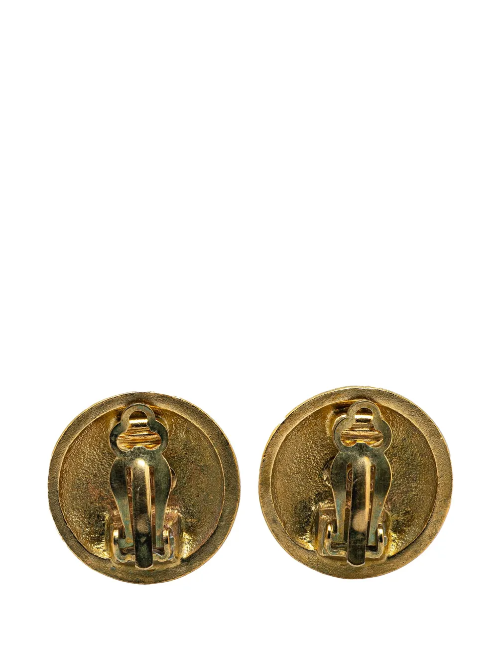 CHANEL Pre-Owned 1995 Gold Plated CC Round Clip on Earrings costume earrings | Image 2