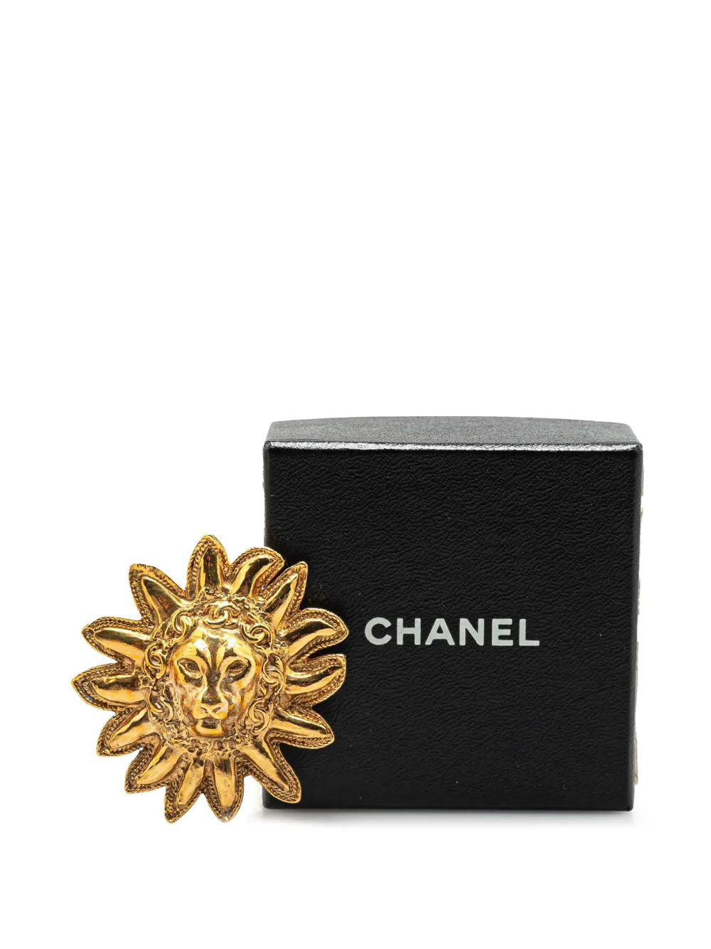 Pre-owned Chanel 20th Century Gold Plated Lion Pin Brooch Costume Brooch