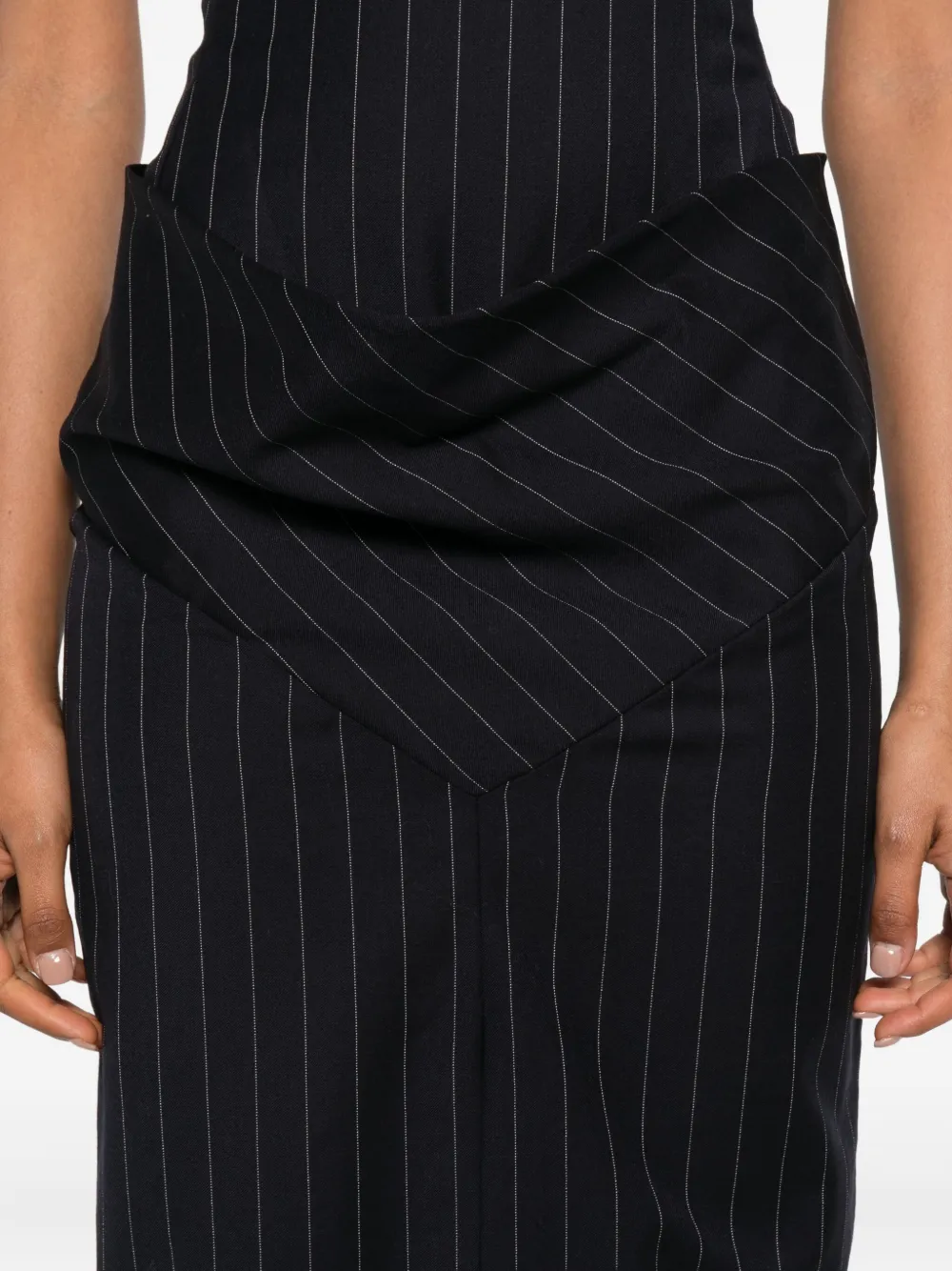 Burc Akyol Striped-patern Sleeveless Midi Dress In Black
