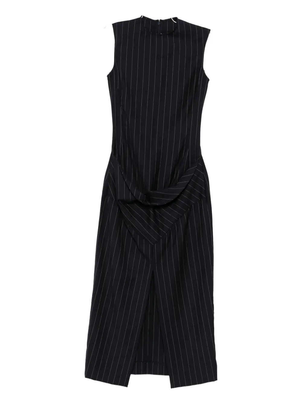Burc Akyol Striped-patern Sleeveless Midi Dress In Black