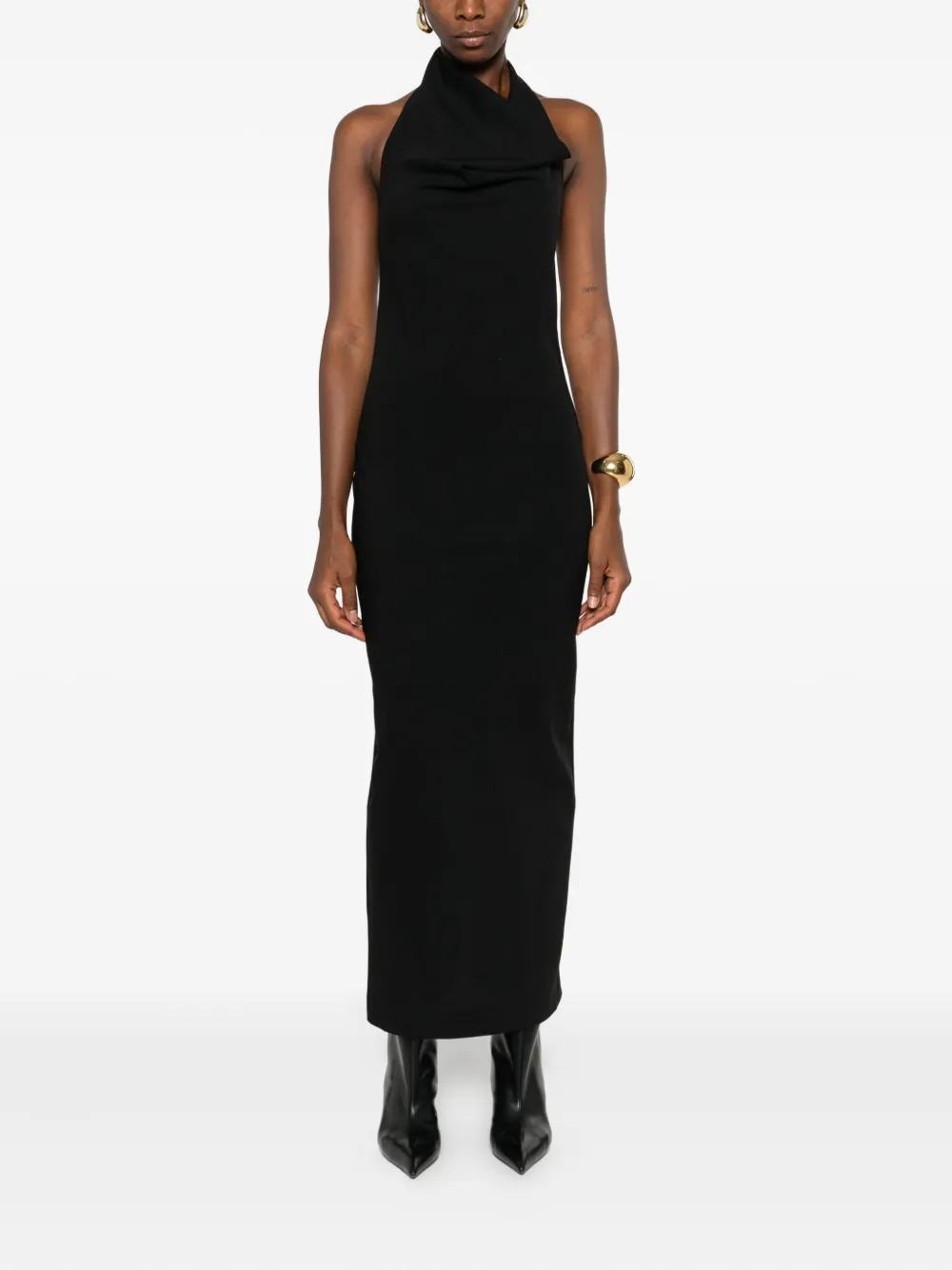 Burc Akyol cowl-neck midi dress - Zwart