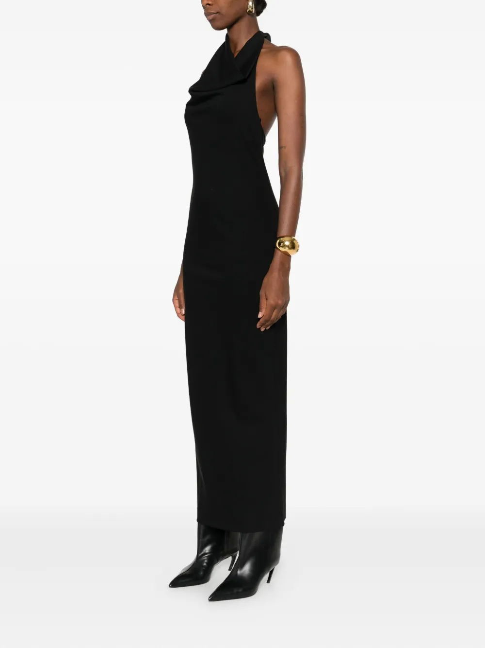 Burc Akyol Cowl-neck Midi Dress In Black