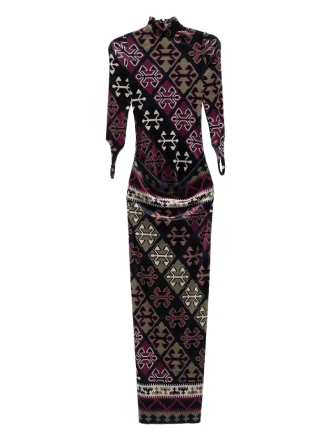 Burc Akyol carpet-printed velvet maxi dress