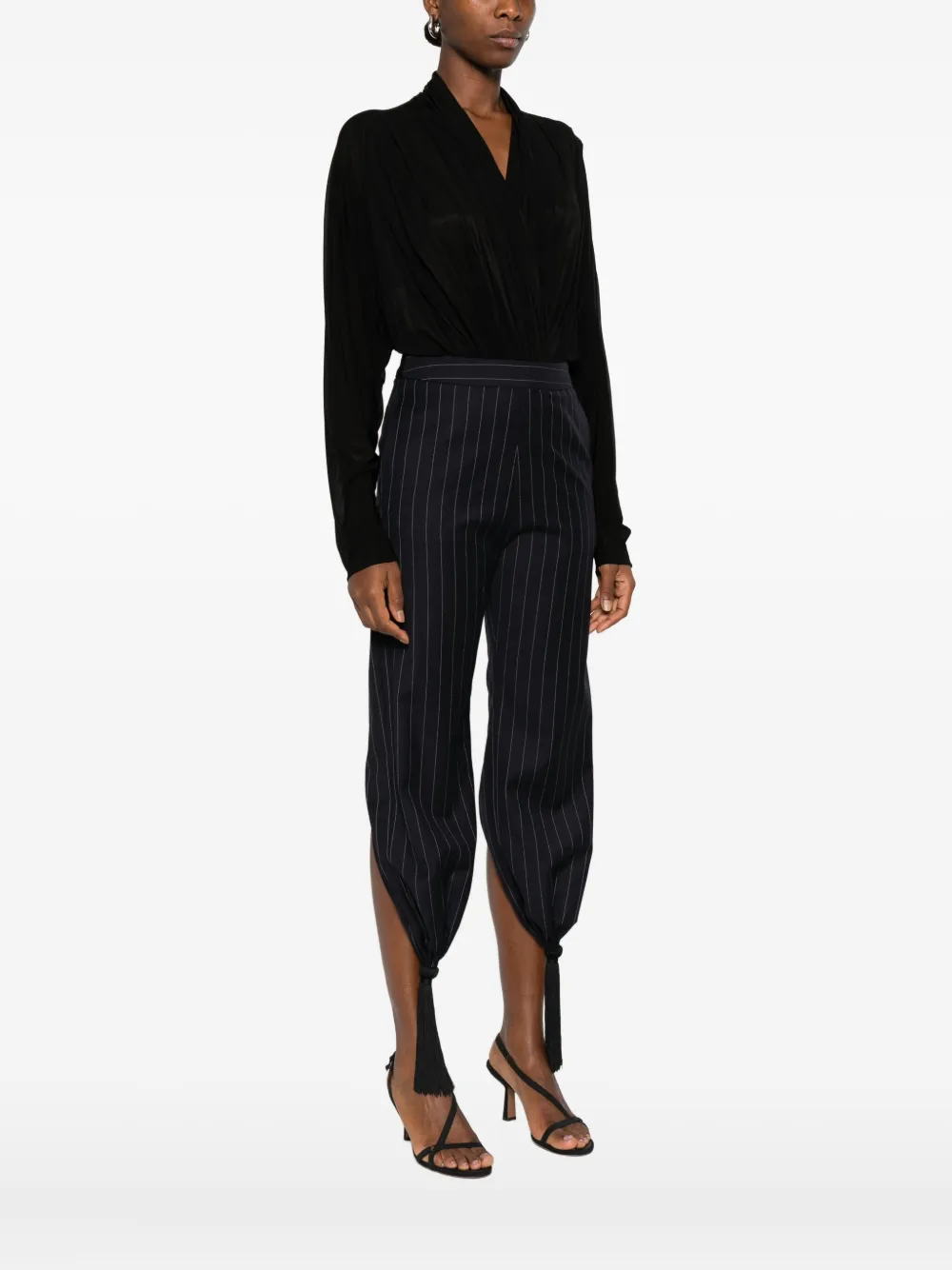 Burc Akyol Draped Jersey Bodysuit In Black
